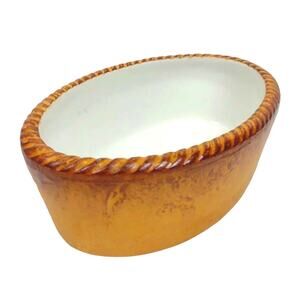 Walkure SPM Bayreuth Crimped Edge Casserole Dish Orange Tan Oval Vintage Germany